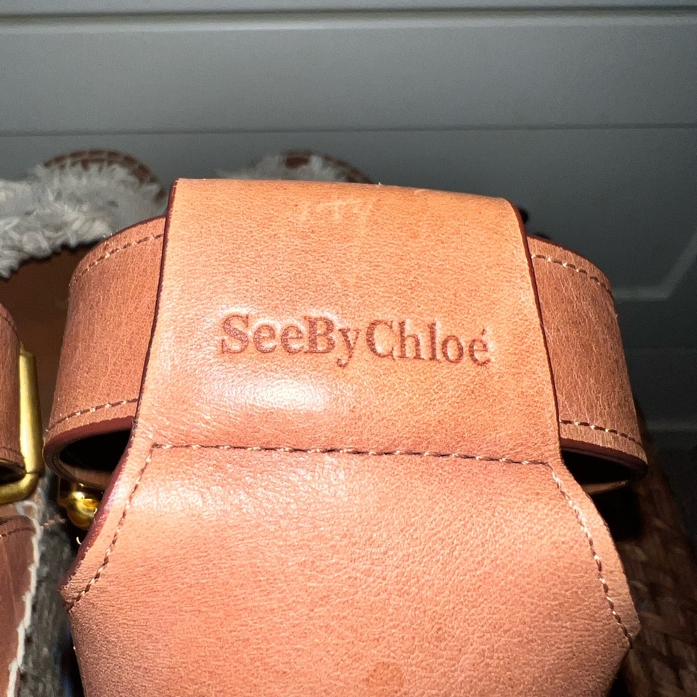 See By Chloe Tan and Cream Wedge Sandals - Picture 5 of 11